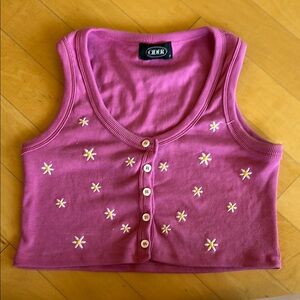 Cider Pink Button-Up Floral Tank